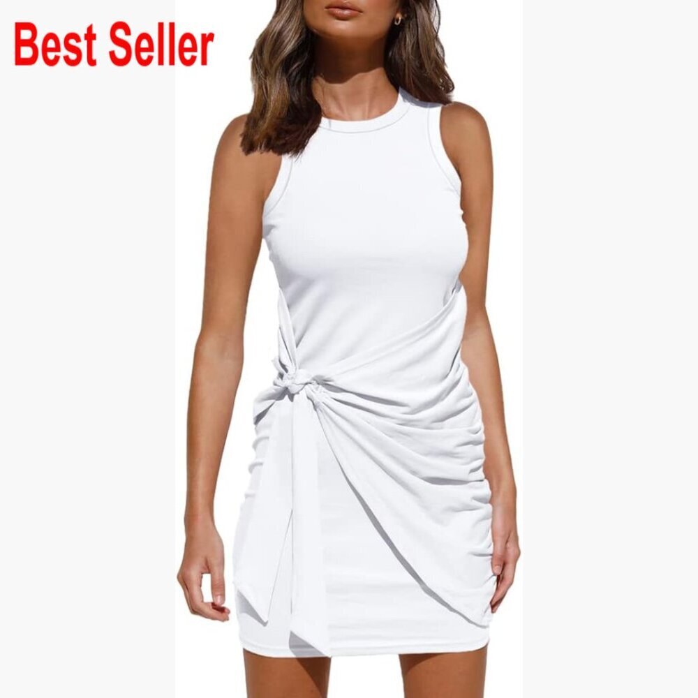 Casual Sleeveless Bodycon Mini Dress with Ruffle Detail
